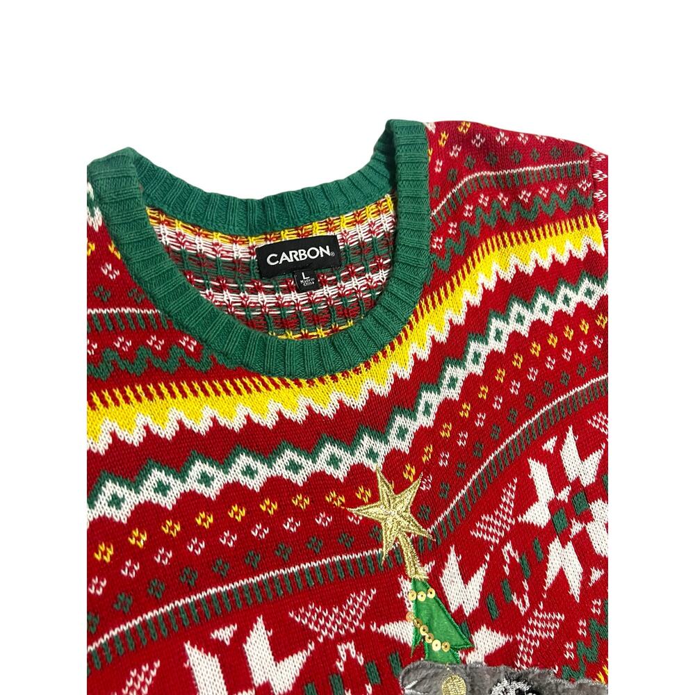 Christmas Ugly Sweater Sloth Tree Unisex Embroidered Holiday Party Size Large - Picture 3 of 9